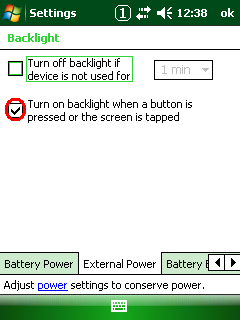 Backlight Settings (External Power)